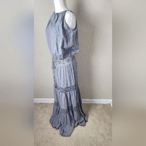 Michelle Jonas Hippie Gauze Maxi Dress Gray Size M New - Picture 9 of 14